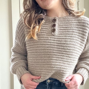 CROCHET PATTERN | modern henley sweater pullover