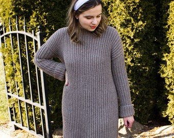 HÄKELMUSTER / Einfacher gerippter Pullover Kleid Häkelanleitung
