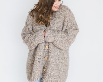 CROCHET PATTERN | Oversized cozy crochet cardigan | comfy button cardigan