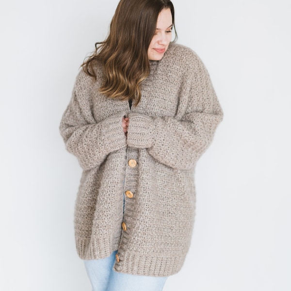 CROCHET PATTERN | Oversized cozy crochet cardigan | comfy button cardigan