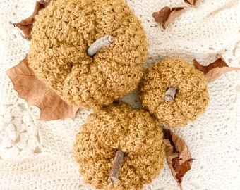 CROCHET PATTERN | Textured crochet pumpkin pattern | easy rustic crochet pumpkins | crochet fall decor