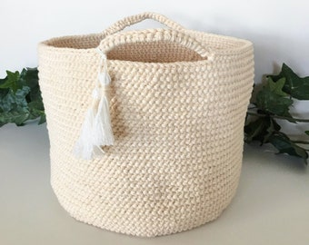 CROCHET PATTERN / boho crochet basket pattern / easy crochet storage / crochet home decor