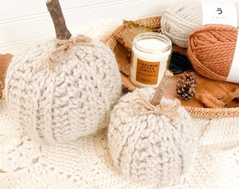 CROCHET PATTERN | Easy Chunky Crochet Pumpkin Pattern | Fall Crochet Pumpkin | Ribbed Crochet Pattern