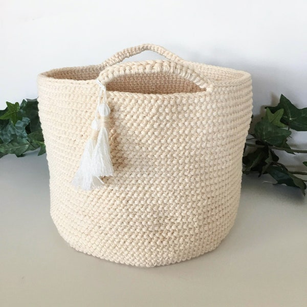 CROCHET PATTERN / boho crochet basket pattern / easy crochet storage / crochet home decor