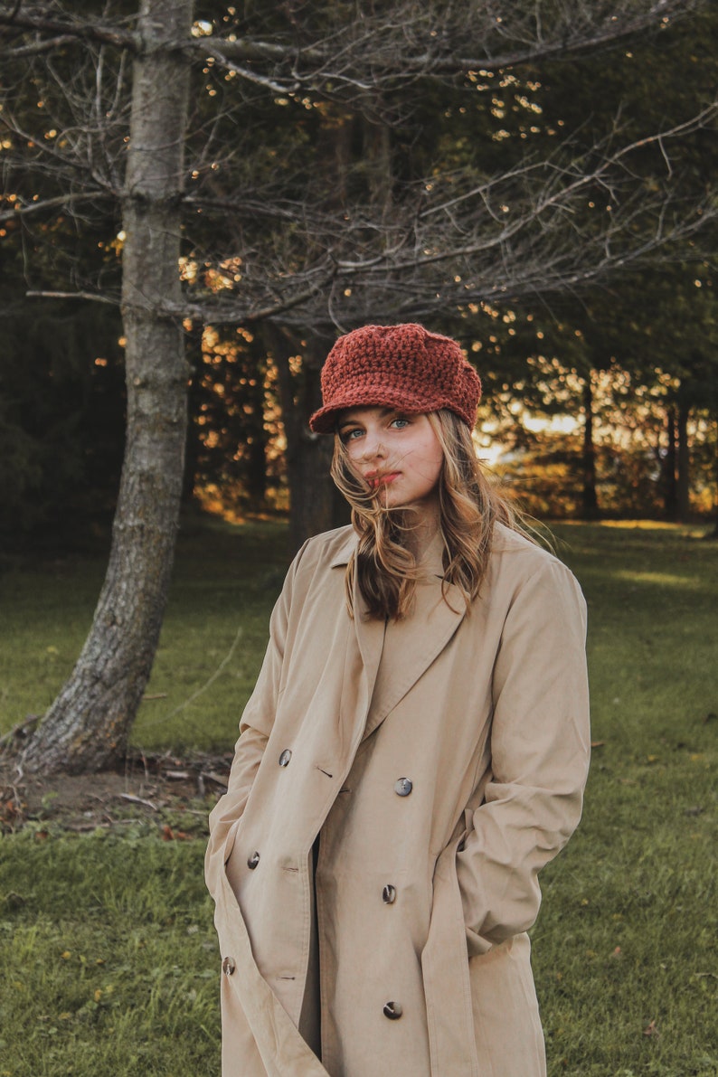 CROCHET PATTERN Easy crochet Newsboys Hat Cozy winter hat with Brim Taylor swift Hat image 2