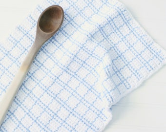 CROCHET PATTERN / crochet plaid tea towel and dishcloth pattern / surface crochet pattern