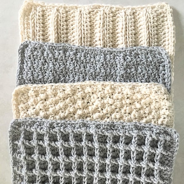 CROCHET PATTERN / crochet washcloth collection pattern / modern crochet pattern