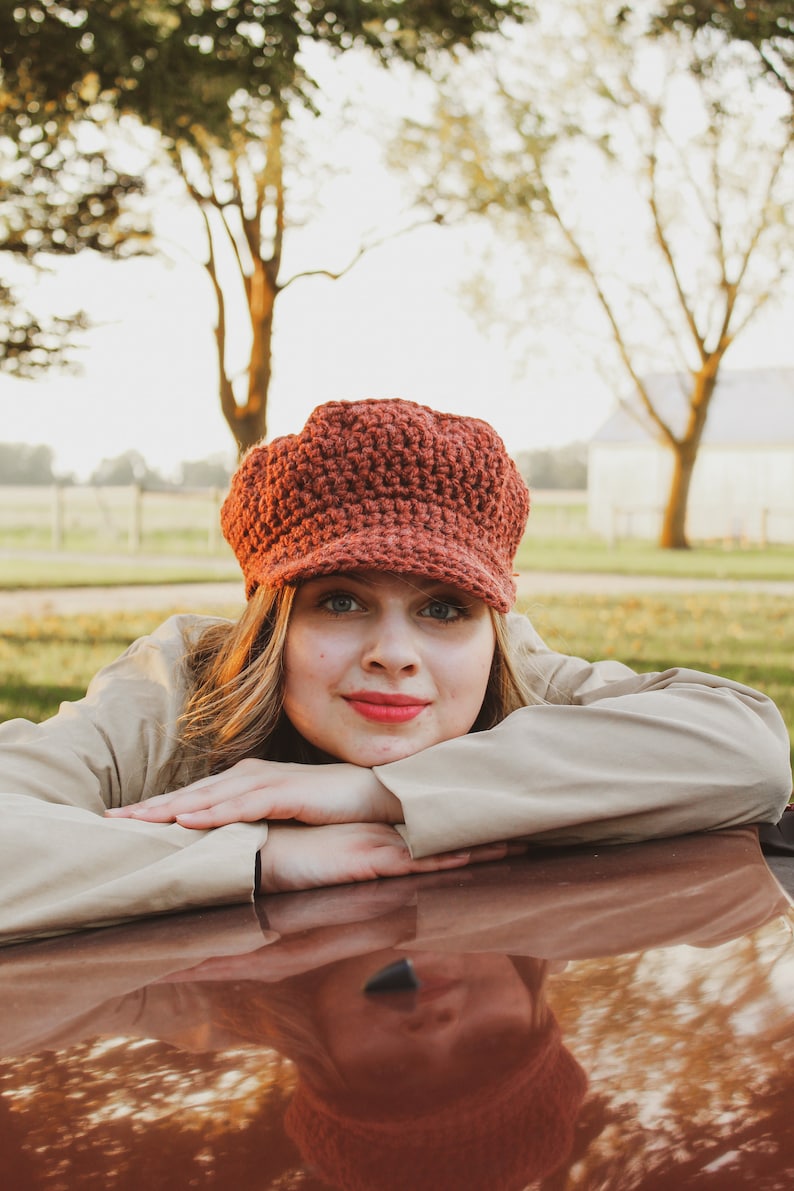 CROCHET PATTERN Easy crochet Newsboys Hat Cozy winter hat with Brim Taylor swift Hat image 3