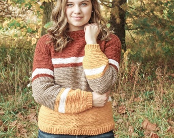 CROCHET PATTERN / Easy color block crochet sweater pattern