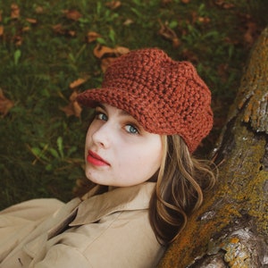 CROCHET PATTERN Easy crochet Newsboys Hat Cozy winter hat with Brim Taylor swift Hat image 7