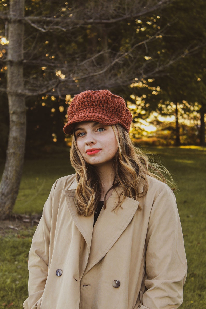 CROCHET PATTERN Easy crochet Newsboys Hat Cozy winter hat with Brim Taylor swift Hat image 5