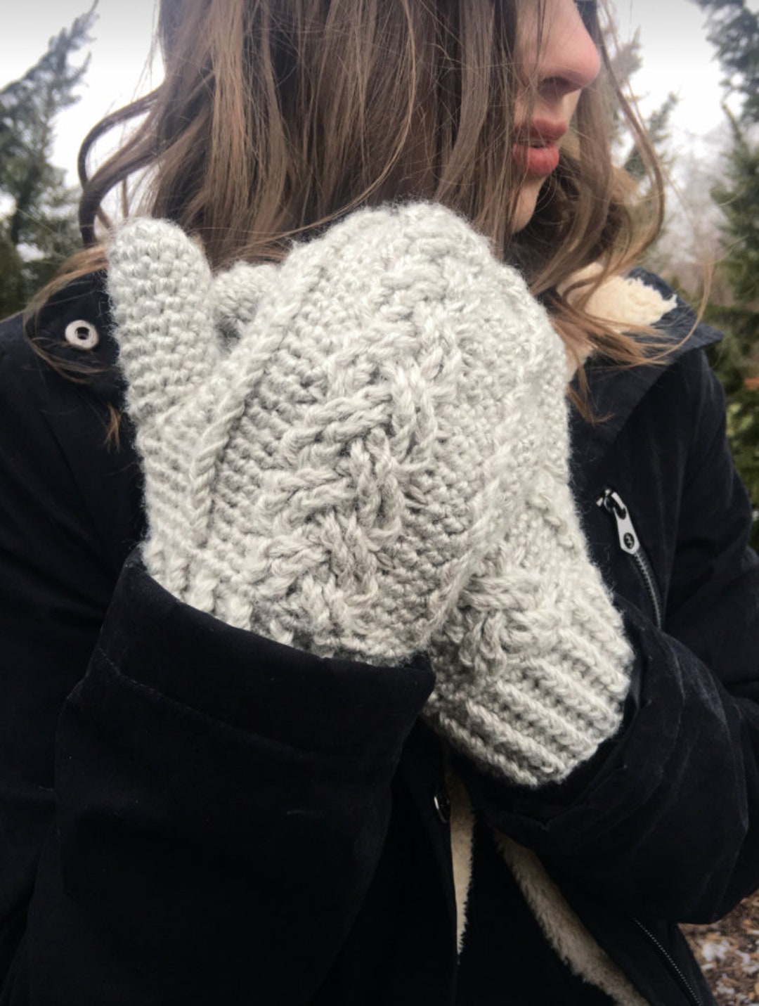 CROCHET PATTERN / Crochet Cable Mittens / Braided Cable Mittens Pattern ...
