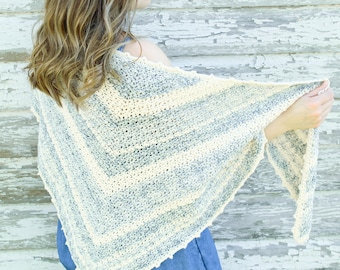 CROCHET PATTERN / Textured Crochet Shawl | Easy Striped crochet shawl pattern