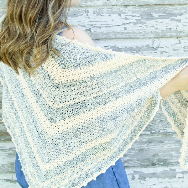 CROCHET PATTERN / Textured Crochet Shawl | Easy Striped crochet shawl pattern