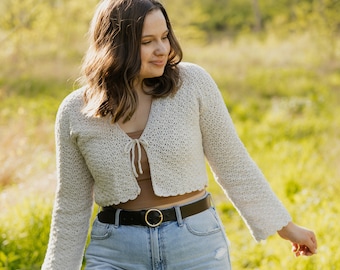 CROCHET PATTERN | Cute Summer Cardigan | Cropped Crochet Cardigan with Bow Ties