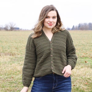 CROCHET PATTERN / Textured Crochet Button Cardigan / Easy crochet sweater pattern