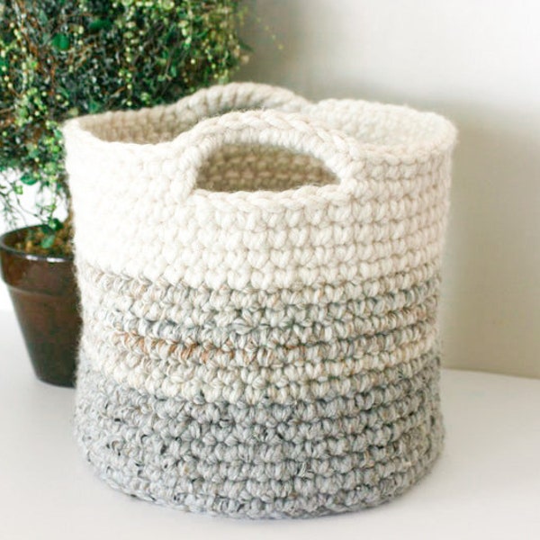CROCHET PATTERN / farmhouse ombre basket crochet pattern / basket with handles / chunky basket pattern / pdf pattern / easy crochet pattern