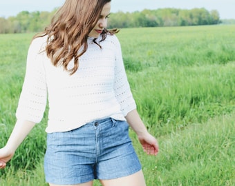 CROCHET PATTERN / easy eyelet crochet top / summer sweater crochet pattern