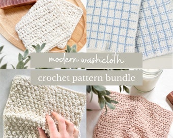 CROCHET PATTERN BUNDLE | 9 crochet washcloth and dishcloth patterns