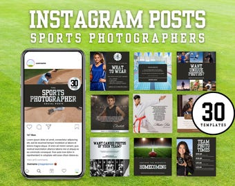 Sports Photographer Instagram Templates, Canva Social Media Posts (Digital Download)