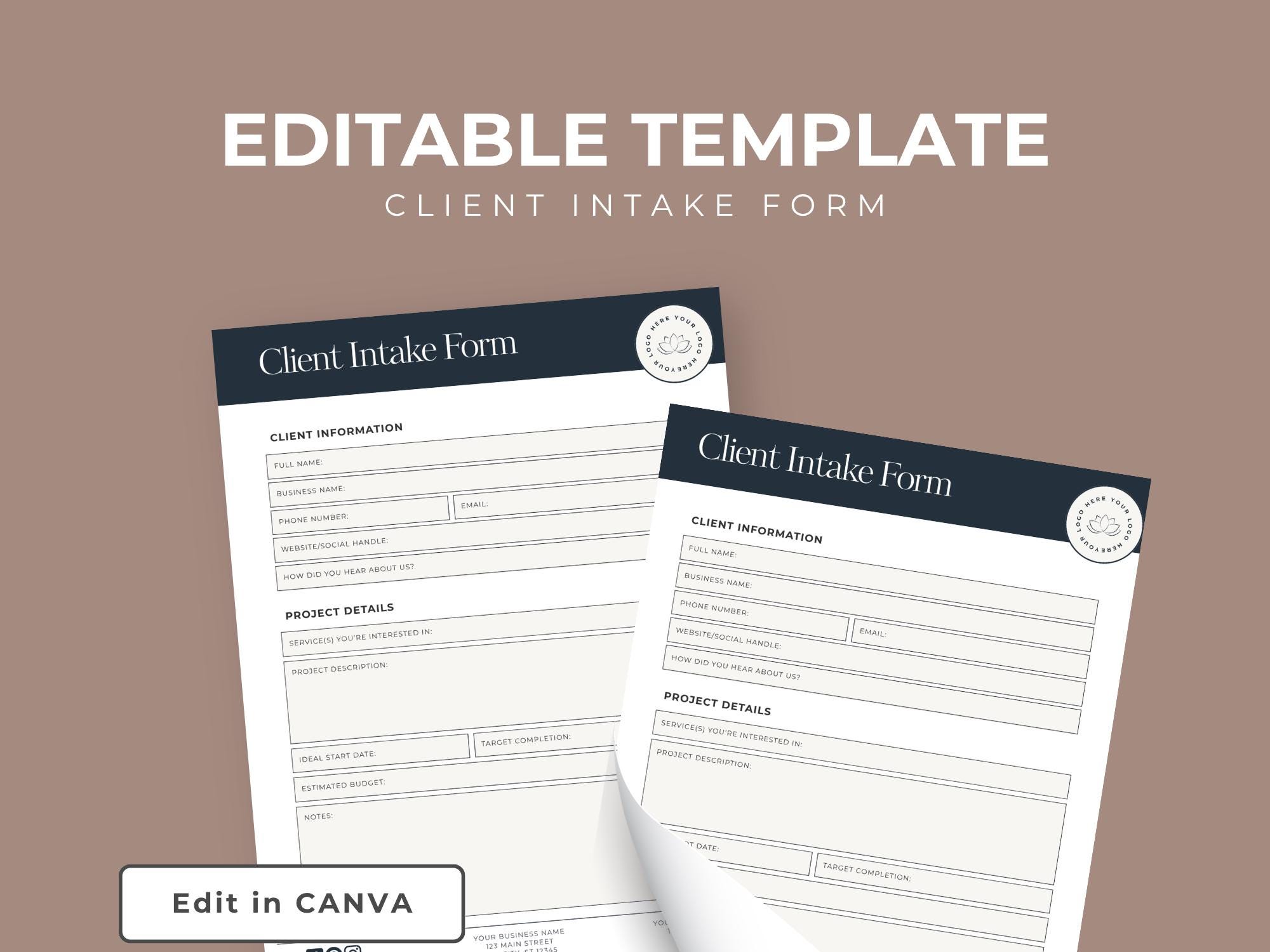 Client Intake Form Template Canva Editable, Service Business Intake ...