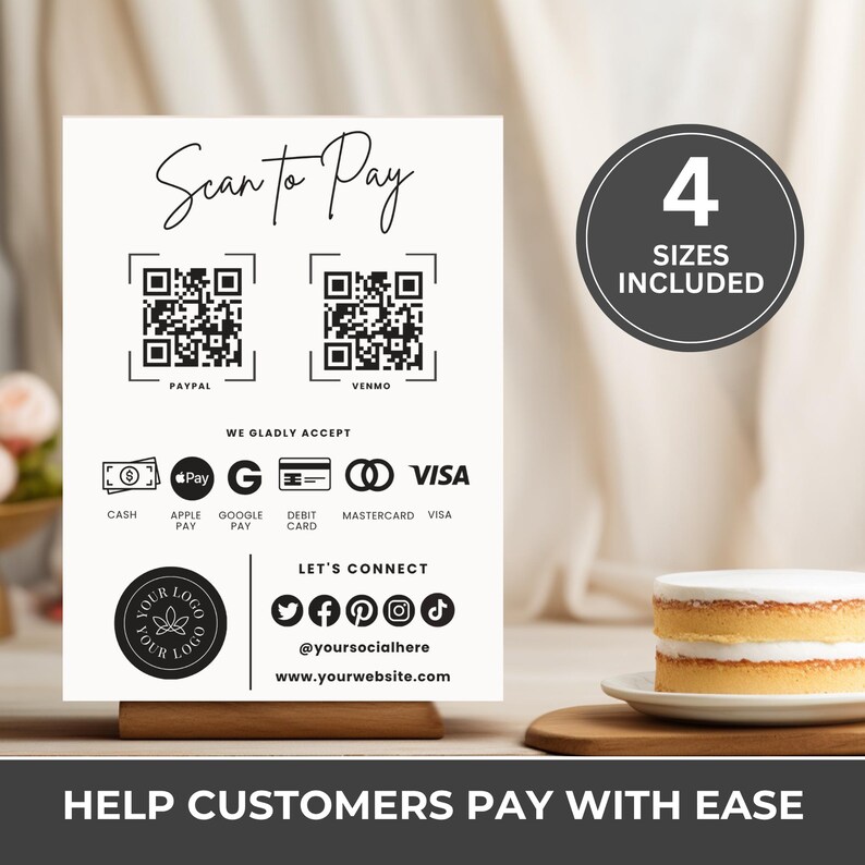 Editable Scan to Pay Sign, QR Code Template (canva) - Etsy Canada