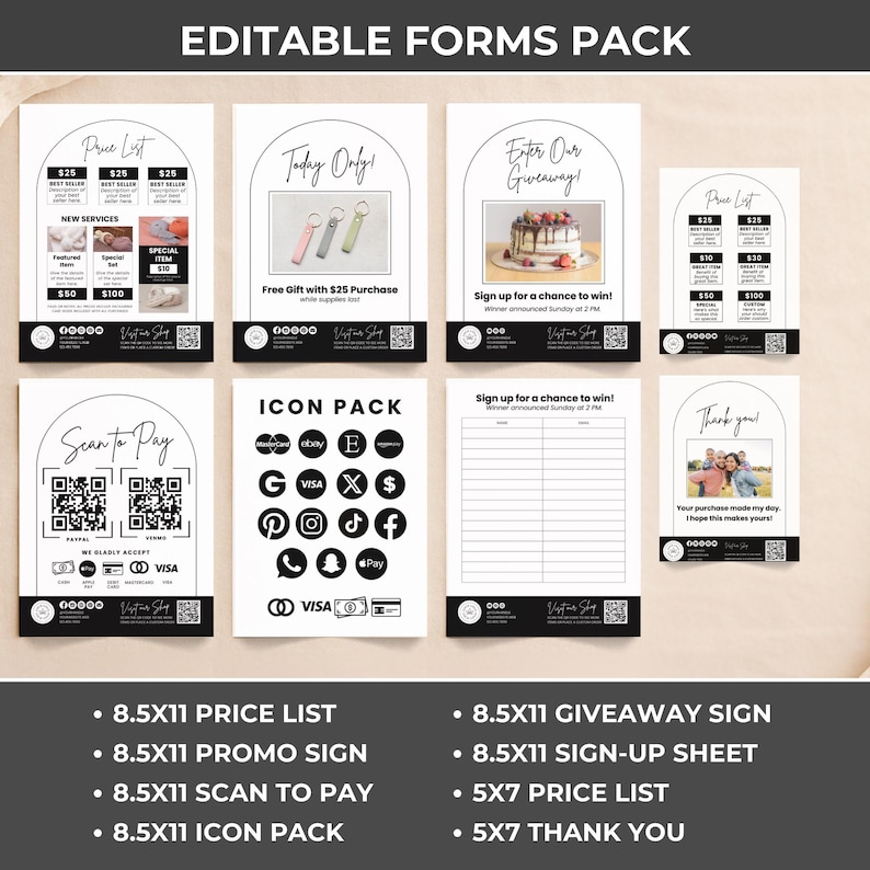 Printable Vendor Booth Sign Templates, Craft Fair Price List (editable ...