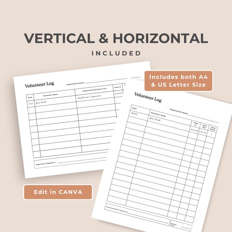 Volunteer Log Sheet Editable Sign up Form Volunteer Hour Tracker Volunteer Log Sheet Editable Sign up Form Volunteer Hour Tracker