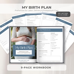 Bewerkbare sjabloon geboorteplan: checklist arbeid, natuurlijke geboorte