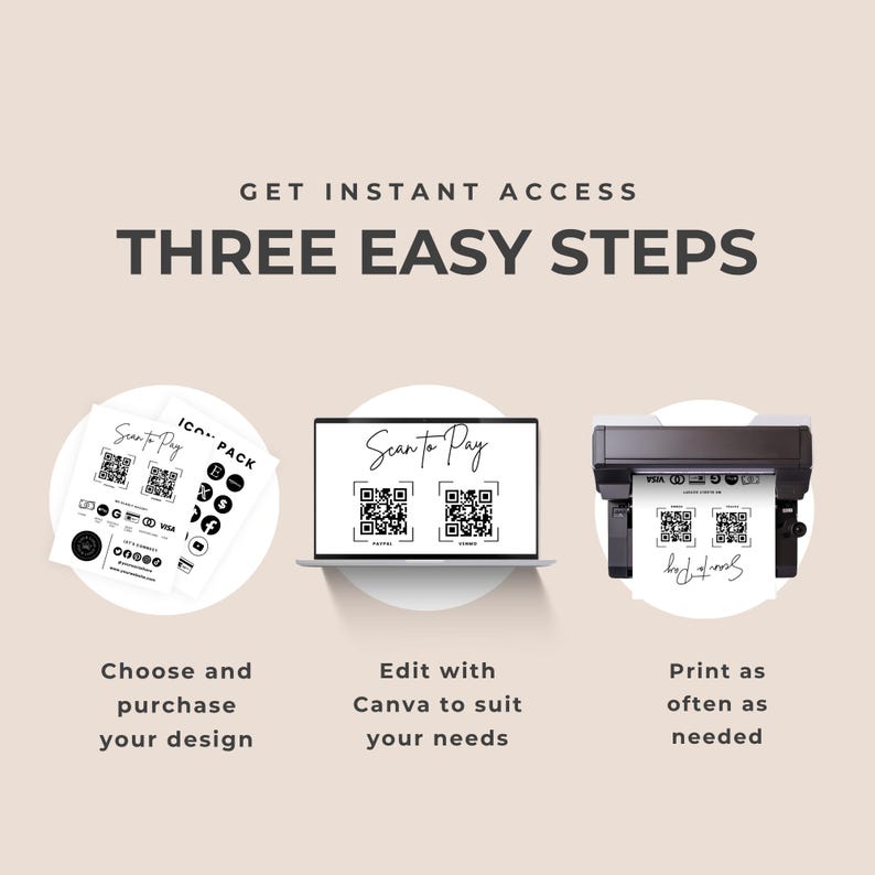 Editable Scan to Pay Sign, QR Code Template (canva) - Etsy