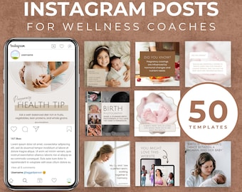 Doula Social Media Templates: Birth Worker Instagram Posts (Canva Editable)