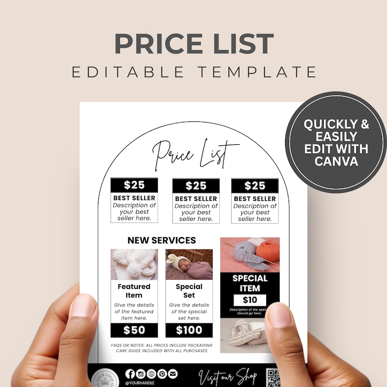 Printable Vendor Booth Sign Templates, Craft Fair Price List (editable ...