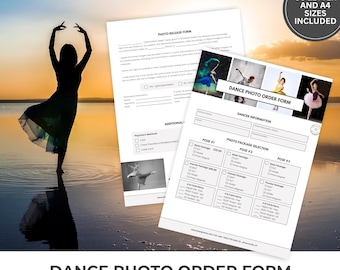 Dance Photography Order Form Template, Editable Photo Release (Canva, 8.5x11 & A4)