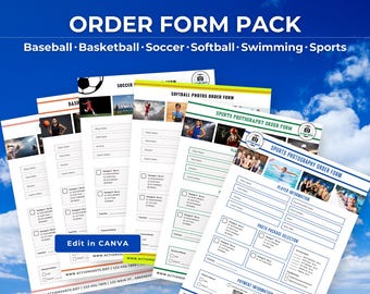 Sports Photography Order Form Bundle for Youth Sports, Editable School Photo Day Template