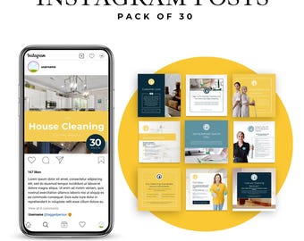 Instagram Template for Cleaning Business, Editable Social Media Posts for Residential Cleaning, Commercial Cleaning Business