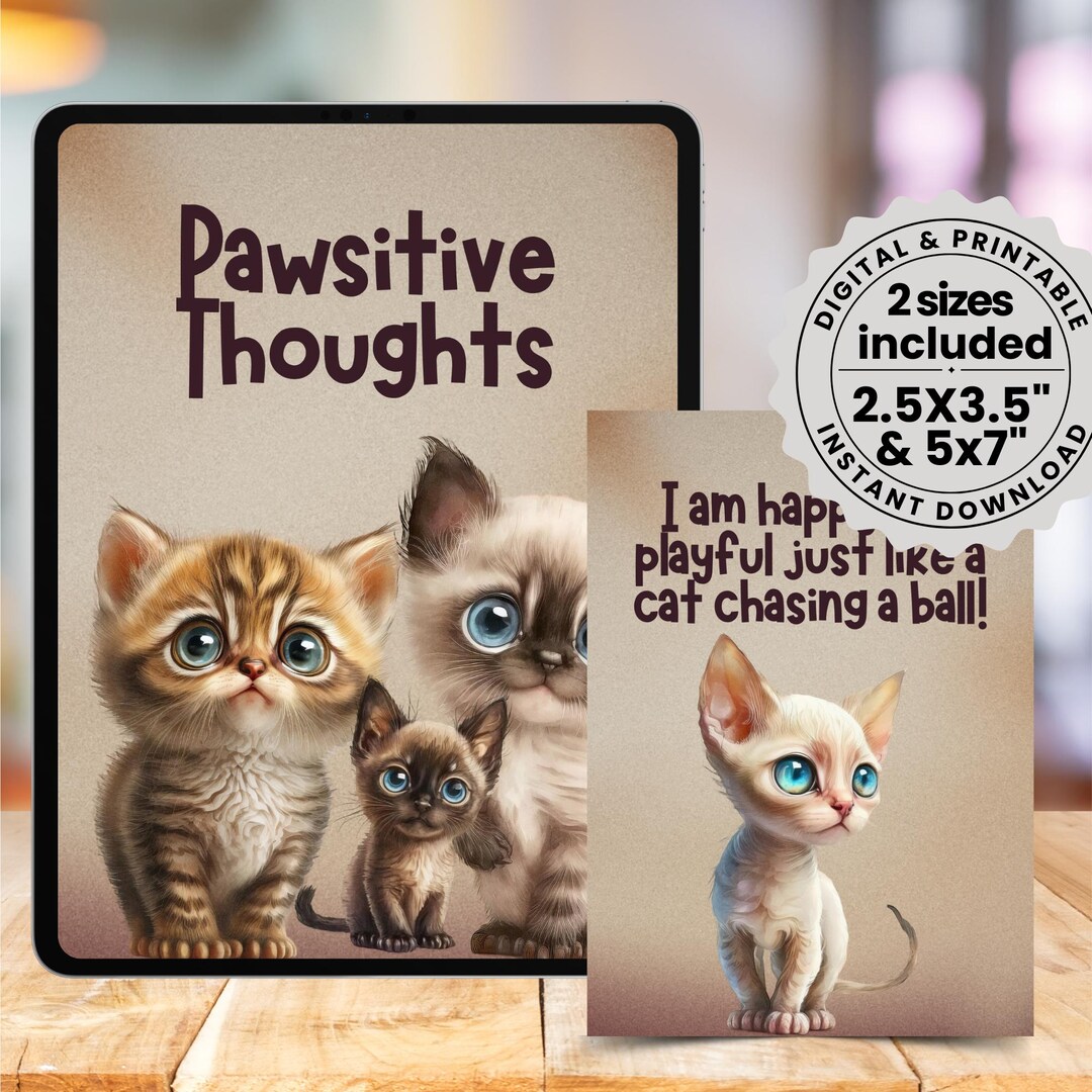 Pawsitive Card Cat Affirmation Cards, Positive Quotes, Cat Lover Gifts, Inspirational ...