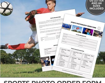 Sports Photos Order Form, Photography Pricing, Customizable Invoice for Sports Events, Editable Template