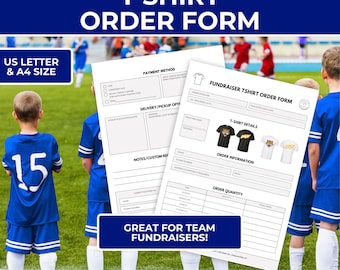 Plantilla de formulario de pedido de camisetas: Recaudación de fondos con ropa deportiva (imprimible y editable)