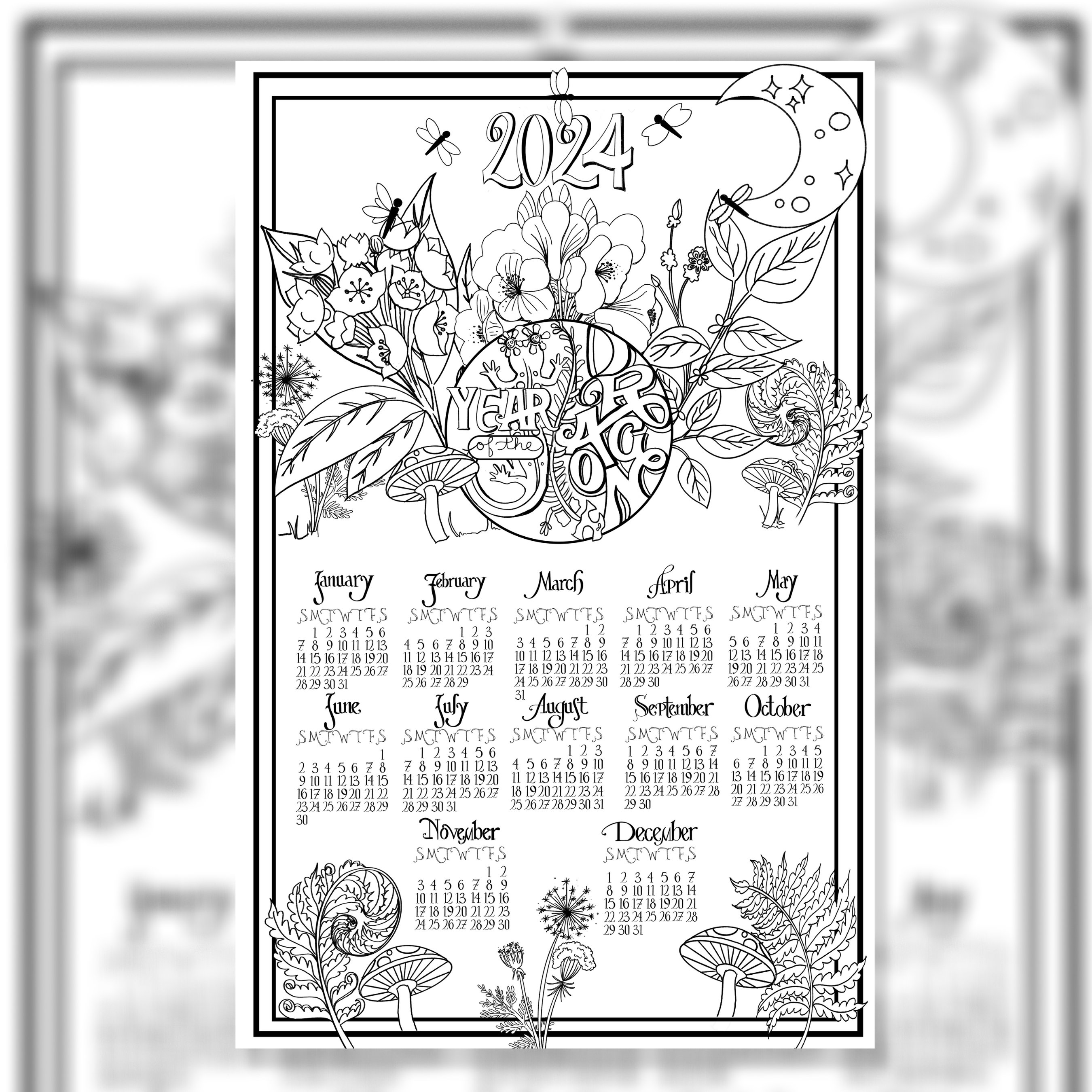 2024 Wall Calendar Poster 11x17 Yearataglance Calendar Etsy
