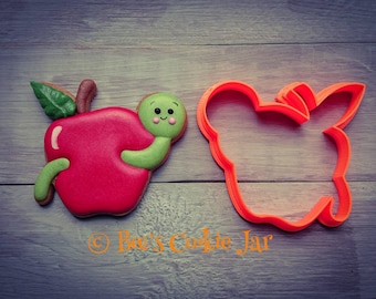 Apple with caterpillar cookie cutter