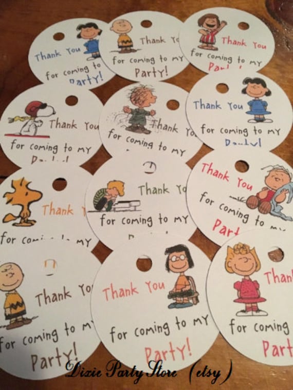 12 Peanuts Gang Party Favor Thank You Tags or Place Cards Etsy