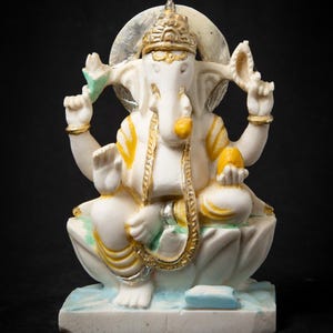 Old marble stone Ganesha statue from India, Middle 20th century