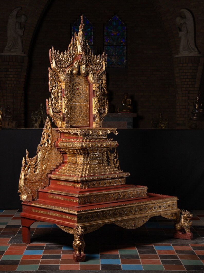 Large Antique Burmese Throne From Burma 19th Century Etsy