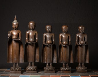 20 世紀中頃のビルマの古い青銅の仏像と僧侶の像のセット - Etsy 日本