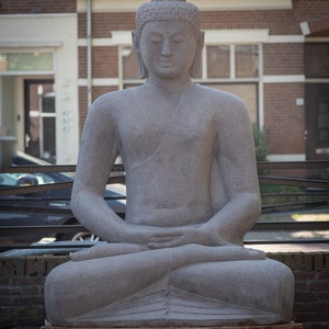 Very large and special lavastone Buddha statue from Indonesia