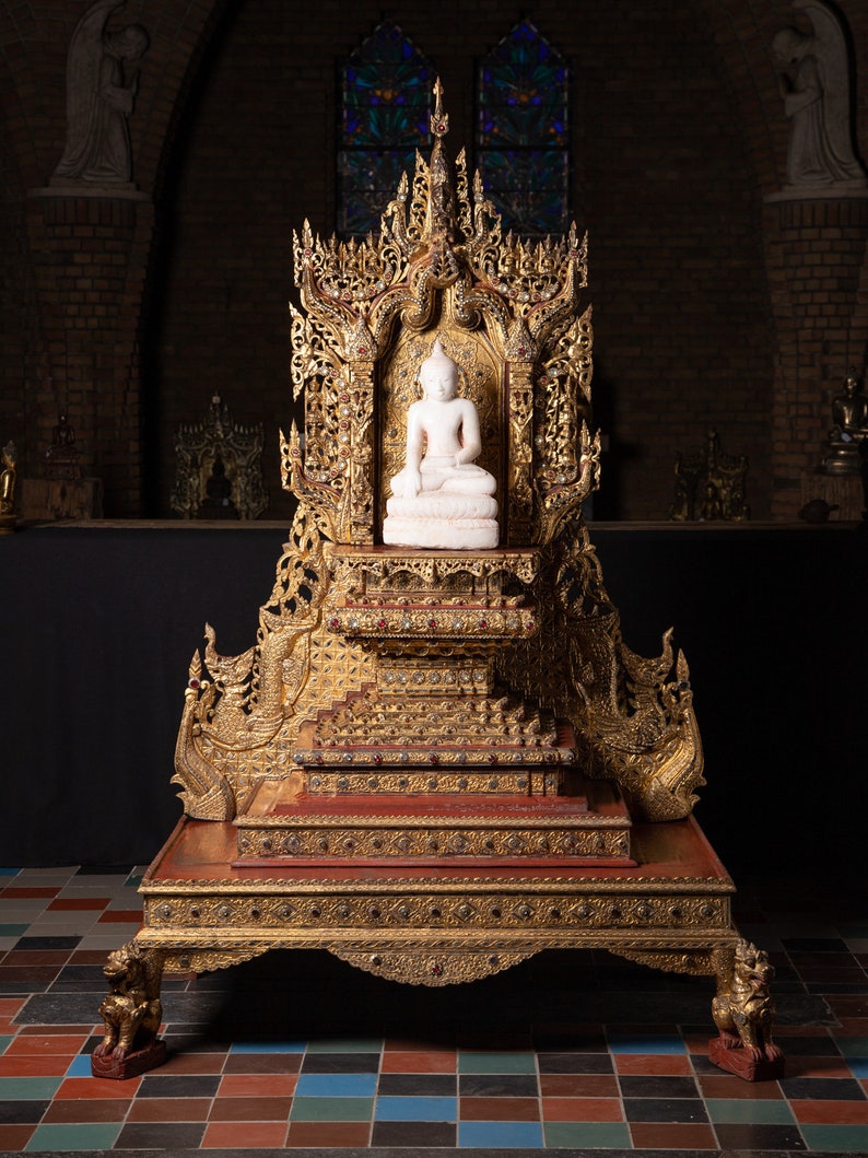 Large Antique Burmese Throne From Burma, 19th Century Etsy