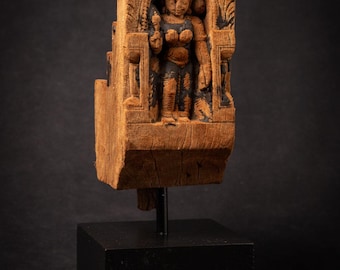 Antique wooden panel of the goddess Parvati from India, 18th century