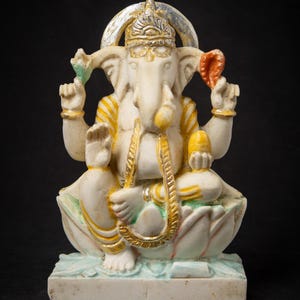 Old marble stone Ganesha statue from India, Middle 20th century