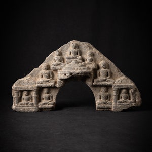 Antique granite Jain fragment of a Parikara from India, 12-13th century