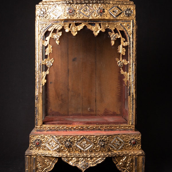 Antique wooden Burmese Buddha temple from Burma, 19th century